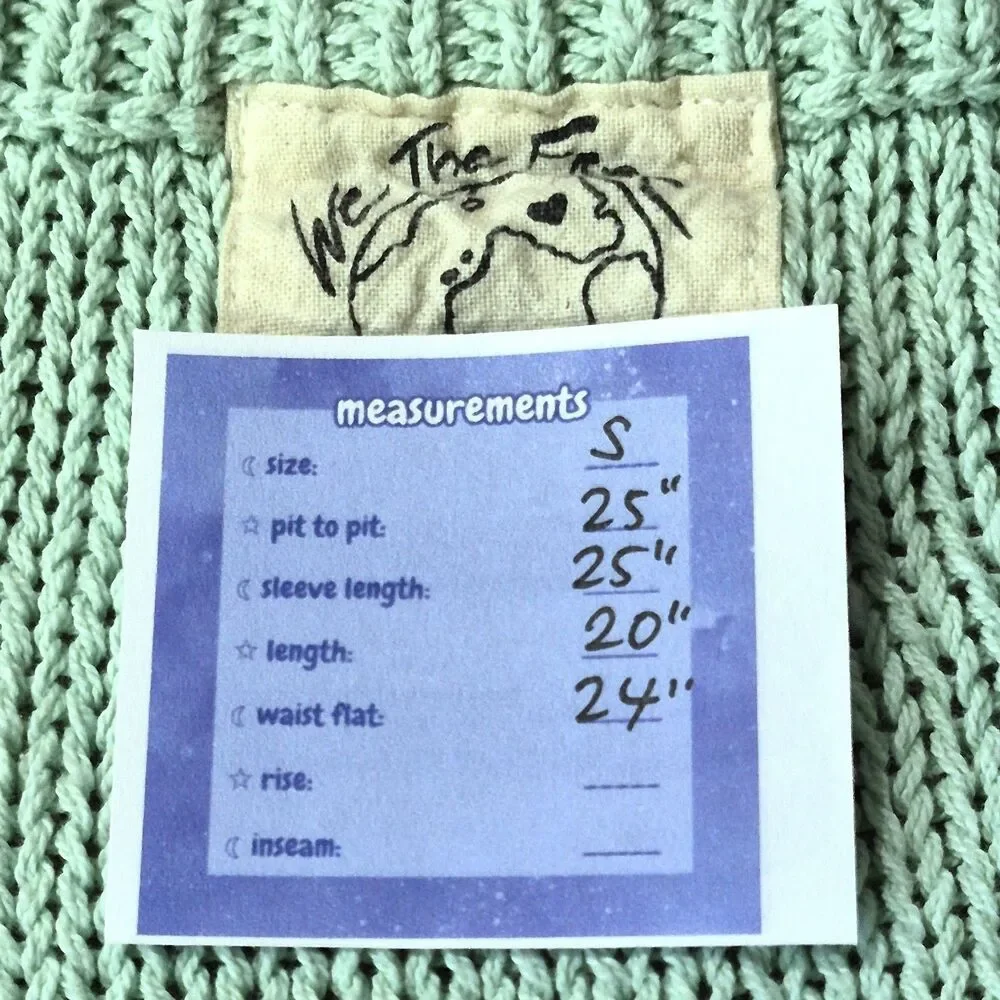 WE THE FREE Green Cropped Open Knit Sweater Size S Beachy Slouchy Preppy Boho